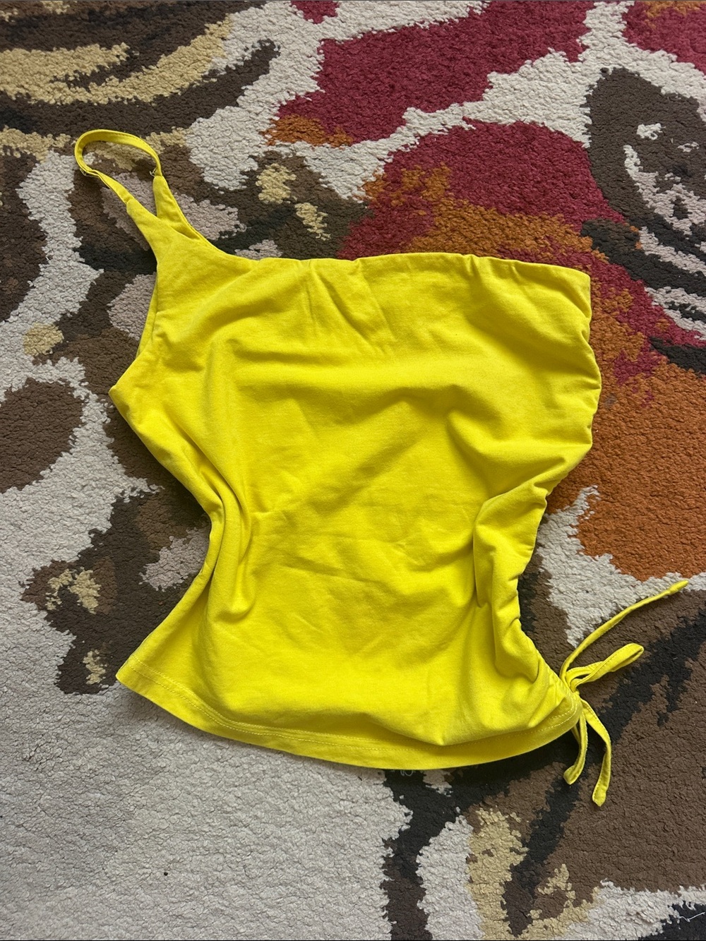 Superdown Revolve One Shoulder Ruched Lemon Cotton Yellow Top | Size S